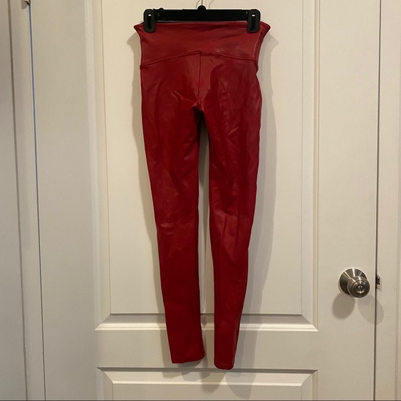 Spanx Faux Leather Leggings in Color Crimson - Picture 7 of 7